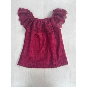 Simply Styled Red Lace Off Shoulder Flamenco Style Tomato girl Coastal Grandma